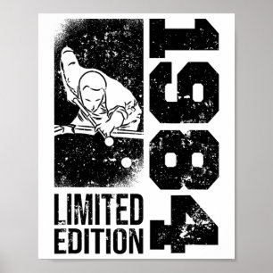 Billiards Snooker-Game Vintag 1984 Geburtstagspool Poster