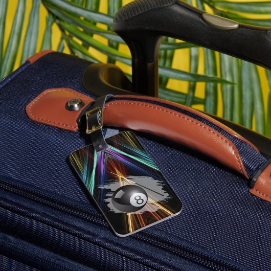 Billiards Sport ball and cue Personalize with Name Gepäckanhänger (Vorderseite Insitu 1)