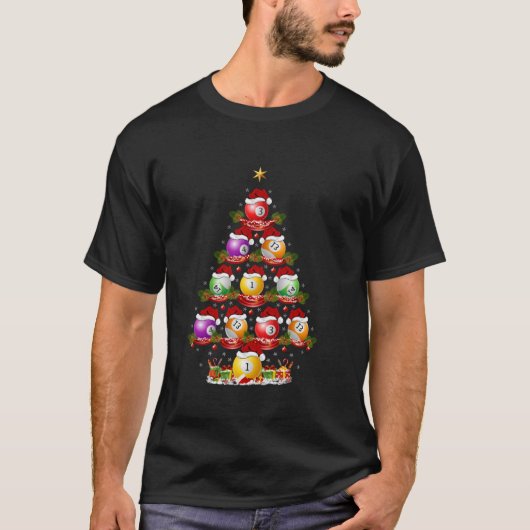 Billiards Sport Xmas Tree Lighting Billiards Chri T-Shirt (Vorderseite)