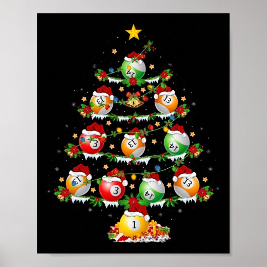 Billiards Sports Lover Lighting Billiards Christma Poster (Vorne)