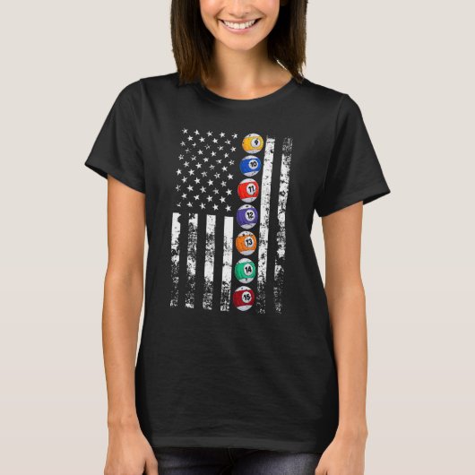 Billiards USA US American Flag T-Shirt (Vorderseite)
