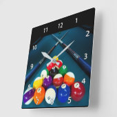 Billiards Wall Clock Quadratische Wanduhr (Winkel)