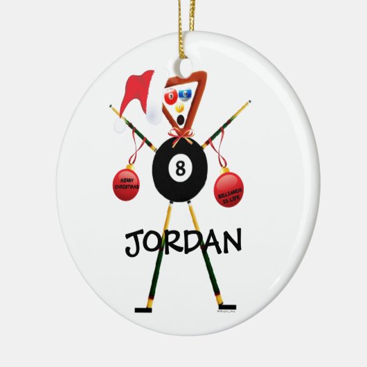 Billiards Weihnachten Keramikornament (Links)