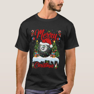 Billiards Weihnachtsbaum Lichter Santa Sports Play T-Shirt