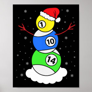 Billiards Weihnachtsschneemann Shirt Pool Player C Poster