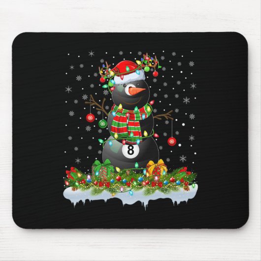 Billiards Xmas Lighting Funny Snowman Billiards Ch Mousepad (Vorne)