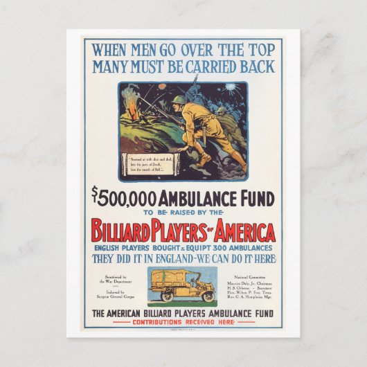 Billiardspieler in Amerika Postkarte (Vorderseite)