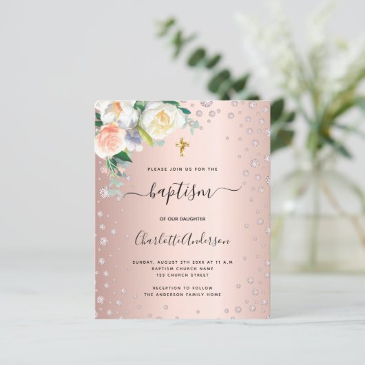 Billiardtaufe Rose Rosa Mädchen (Stehend Vorderseite)