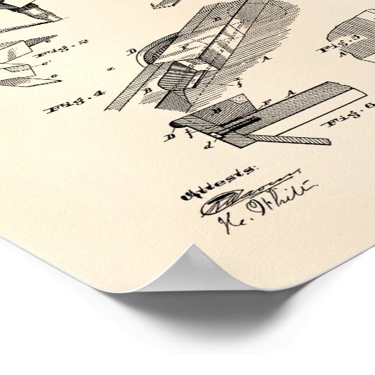 Billiardtisch 1880 Patent Art Old Peper Poster (Ecke)