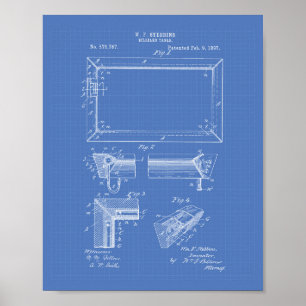 Billiardtisch 1897 Patentart - Blueprint Poster