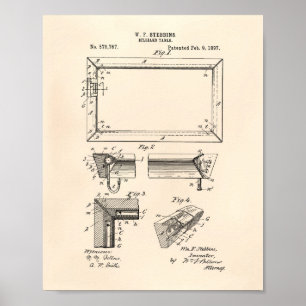 Billiardtisch 1897 Patentkunst - Altes Papier Poster