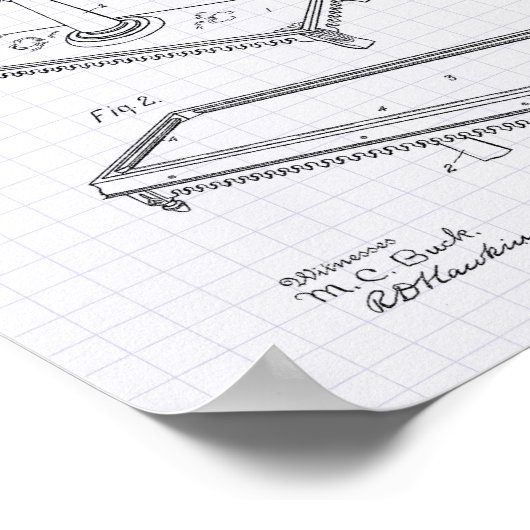 Billiardtisch 1900 Patentart - Pflaster Poster (Ecke)