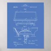 Billiardtisch 1909 Patentart - Blueprint Poster (Vorne)