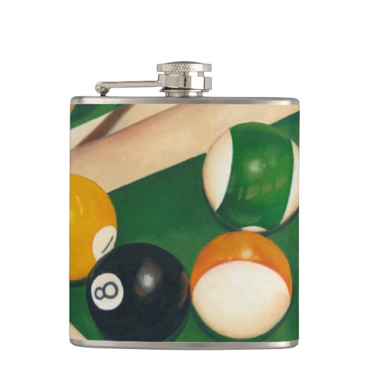 Billiardtisch mit Balls und Chalk Flachmann (Vorderseite)