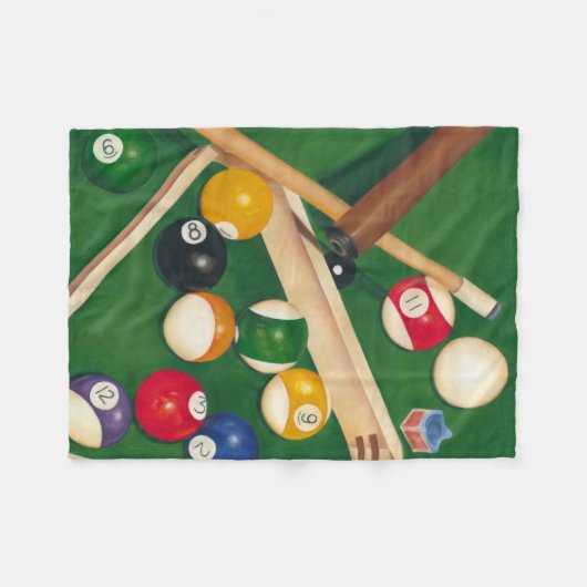 Billiardtisch mit Balls und Chalk Fleecedecke (Vorderseite (Horizontal))