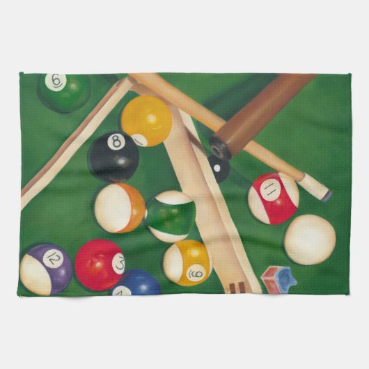 Billiardtisch mit Balls und Chalk Geschirrtuch (Horizontal)