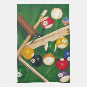 Billiardtisch mit Balls und Chalk Geschirrtuch