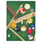 Billiardtisch mit Balls und Chalk Klemmbrett (Rückseite)