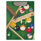 Billiardtisch mit Balls und Chalk Klemmbrett (Vorderseite)