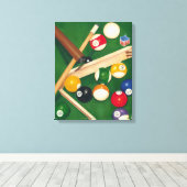Billiardtisch mit Balls und Chalk Leinwanddruck (Insitu (Holzboden))