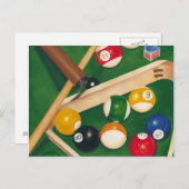 Billiardtisch mit Balls und Chalk Postkarte (Vorne/Hinten)