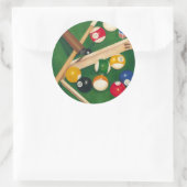 Billiardtisch mit Balls und Chalk Runder Aufkleber (Tasche)
