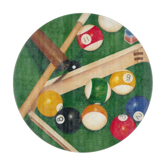 Billiardtisch mit Balls und Chalk Schneidebrett (Vorderseite)
