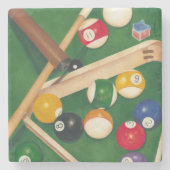 Billiardtisch mit Balls und Chalk Steinuntersetzer (Vorderseite)