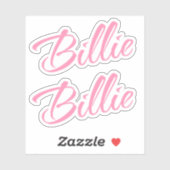 Billie Decorative Name in Pink x2 Aufkleber (Blatt)