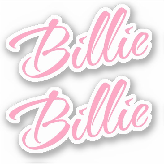 Billie Decorative Name in Pink x2 Aufkleber (Vorderseite)