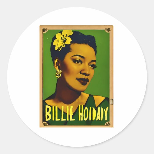 Billie Holiday Runder Aufkleber (Vorderseite)