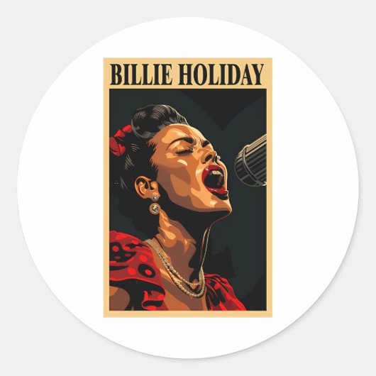 Billie Holiday Runder Aufkleber (Vorderseite)