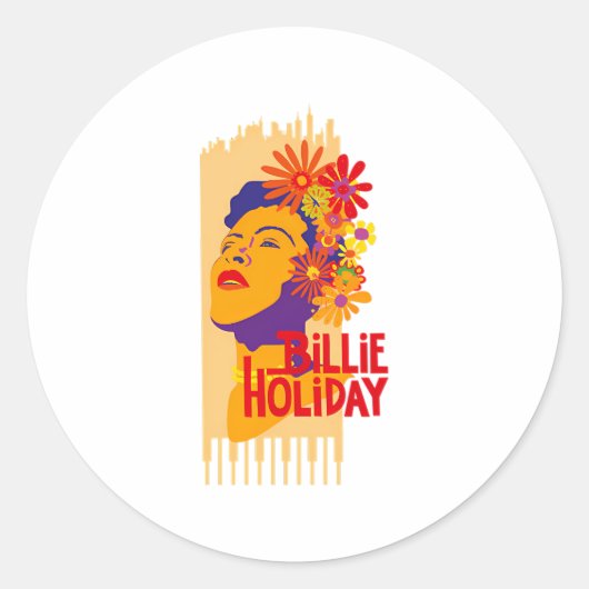 Billie Holiday Runder Aufkleber (Vorderseite)