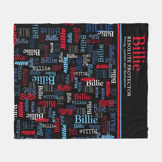 Billie individuelle Name bedeutet rot-schwarz Fleecedecke (Vorderseite (Horizontal))