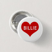 BILLIE NAME Red Liebe Heart Button (Vorne & Hinten)