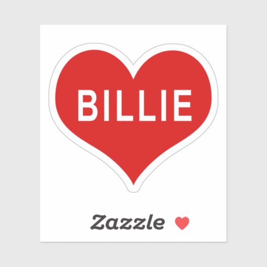 BILLIE NAME Red Liebe Heart Vinyl Sticker (Blatt)