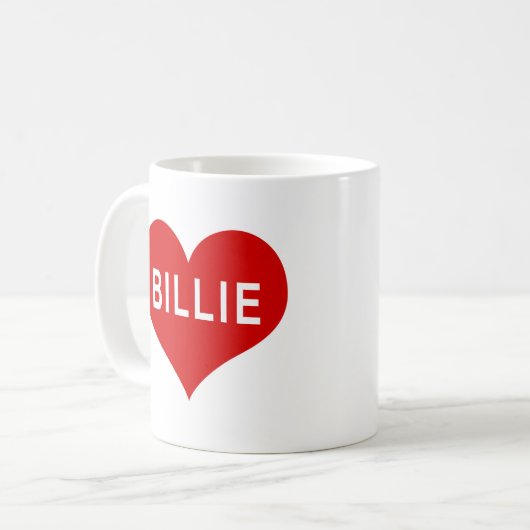 BILLIE NAME Red Liebe Herz Kaffeetasse (Vorderseite Links)