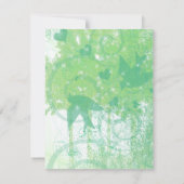 Billig Aqua Blue & Limone Vögel & Wirbel Hochzeit Einladung (Rückseite)