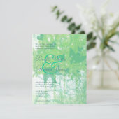 Billig Aqua Blue & Limone Vögel & Wirbel Hochzeit Einladung (Stehend Vorderseite)