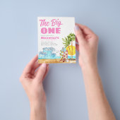 Billig Big One Pink Girl Beach 1. Surfen Geburtsta Flyer (Gruppe)