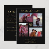 Billig Black Collage Wedding Gold Heart 4 Fotos (Vorne/Hinten)