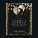 Billig Black Gold Glitzer Lights Balloon Geburtsta Flyer<br><div class="desc">Moderne,  elegante Black Gold Glitzer Lights Ballon jedes Alter Geburtstag</div>