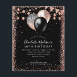 Billig Black Pink Rose Gold Ballon Beleuchtung Geb Flyer<br><div class="desc">Modernes,  elegantes Black Blush Pink Rose Gold Glitzer String Lights Banner Beleuchtung jedes Alter Geburtstag</div>