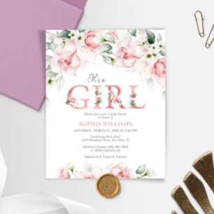 Billig Blush & Rose Gold Kinderdusche Einladung