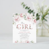 Billig Blush & Rose Gold Kinderdusche Einladung (Stehend Vorderseite)