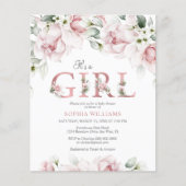 Billig Blush & Rose Gold Kinderdusche Einladung (Vorderseite)