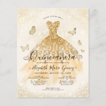Billig Classic Light Gold Gown Quinceanera Einladu