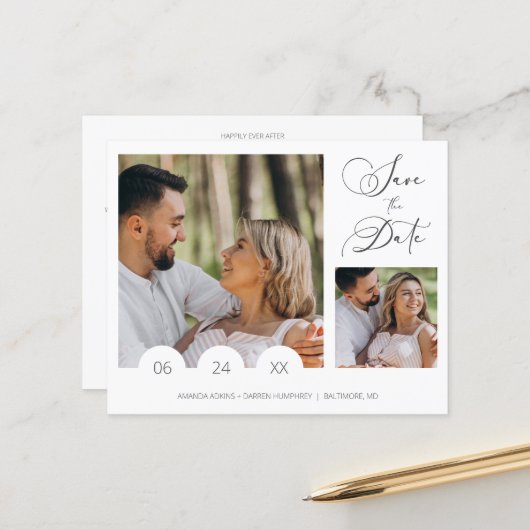 Billig Collage 2 Fotos Minimalistisch Hochzeit (Vorderseite/Rückseite Beispiel)