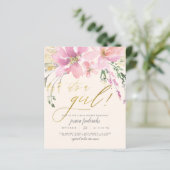 Billig Creme Blush & Gold Girl Floral Baby Dusche (Stehend Vorderseite)
