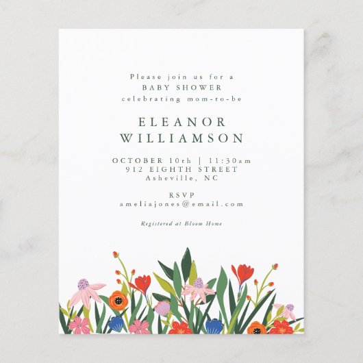 Billig farbenfrohe Gartenblütendusche einladen (Vorderseite)